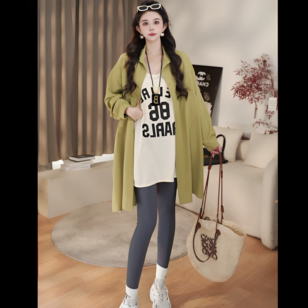 2025春季新款衬衣裙韩版oversize中长款显瘦长袖衬衣女2503131