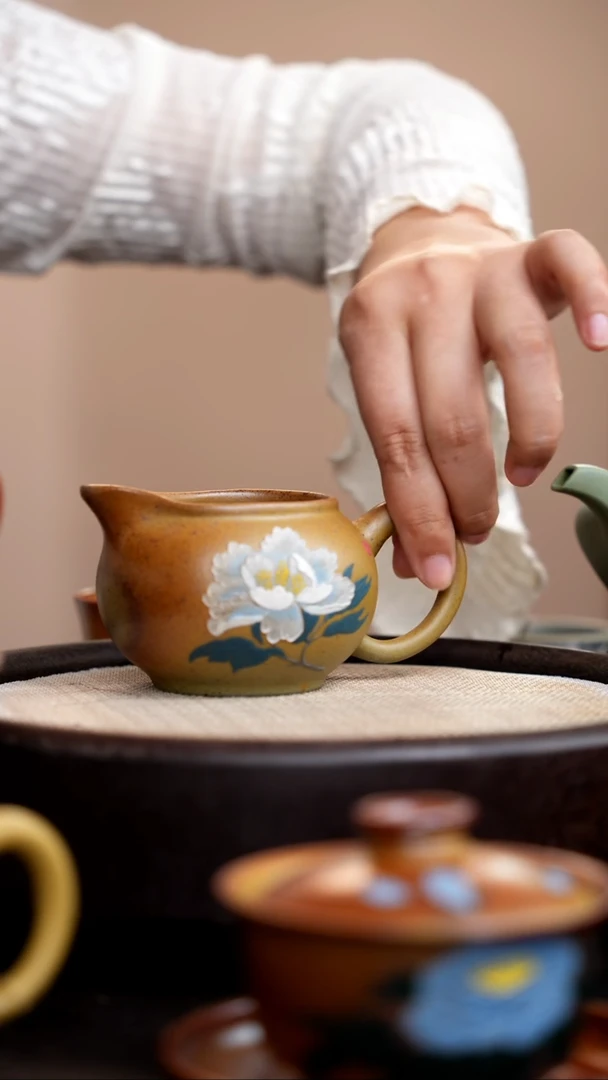 茶壶紫砂柴烧白牡丹公道杯