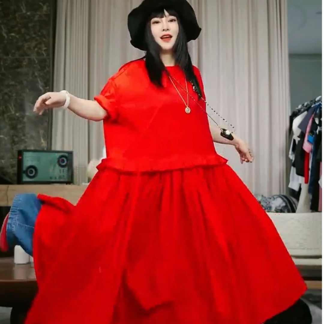 infobyfive2025夏季新款大大大连衣裙A字裙长裙大摆裙NF0504079