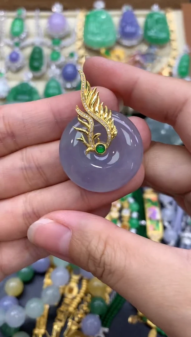 翡翠18K金镶嵌颈饰382-中国好珍宝