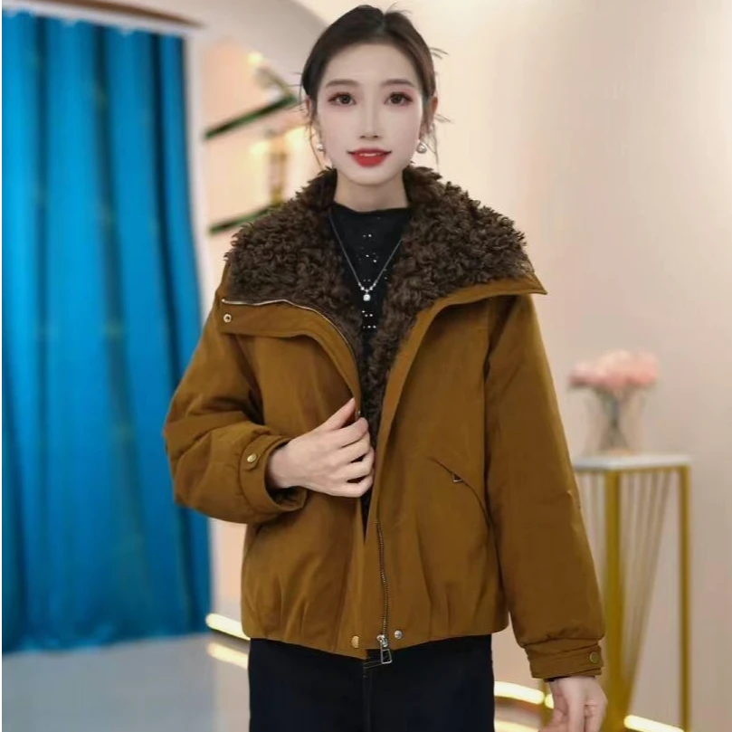 【鹅绒服JJ-Q516】2025年鹅绒秋冬新款保暖款大翻领时尚外套女