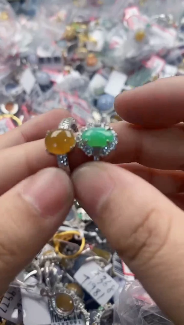 银S925镶嵌戒指翡翠666   9