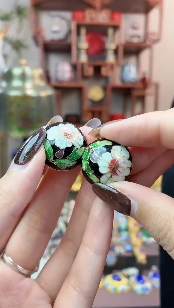非遗手工景泰蓝耳夹黑色