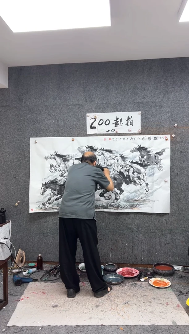 国画八骏雄风 带收藏证书
