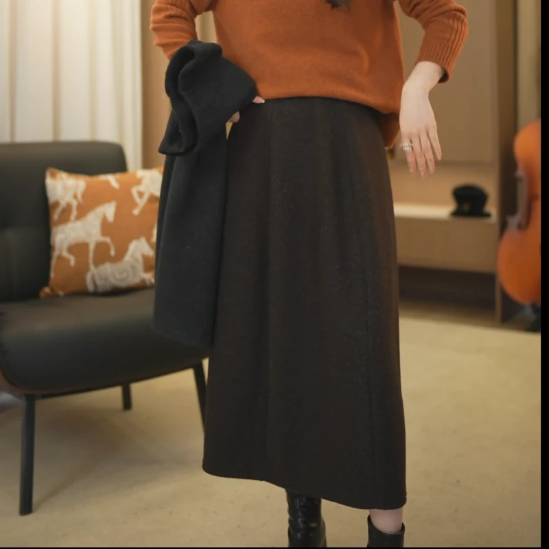 冬季新款气质风高腰女士半身裙百搭花瓣裙LK2508580