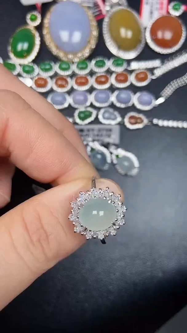 银S925镶嵌戒指翡翠1390