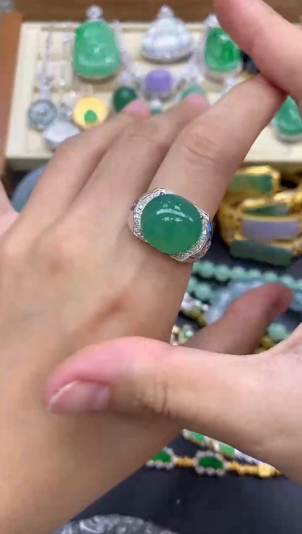 翡翠戒指18K金镶嵌552-中国好珍宝