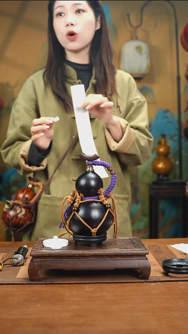 YQ014复古网兜款天然酒葫芦（一物一拍）