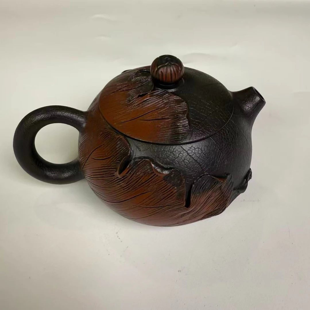 JSZT建水紫陶全手工荷叶堆贴西施壶