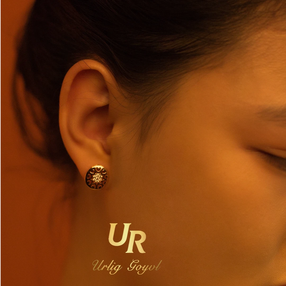 合金锆石耳饰 UR【顺丰包邮-无运费险】太阳耳钉玫瑰金色民族耳饰
