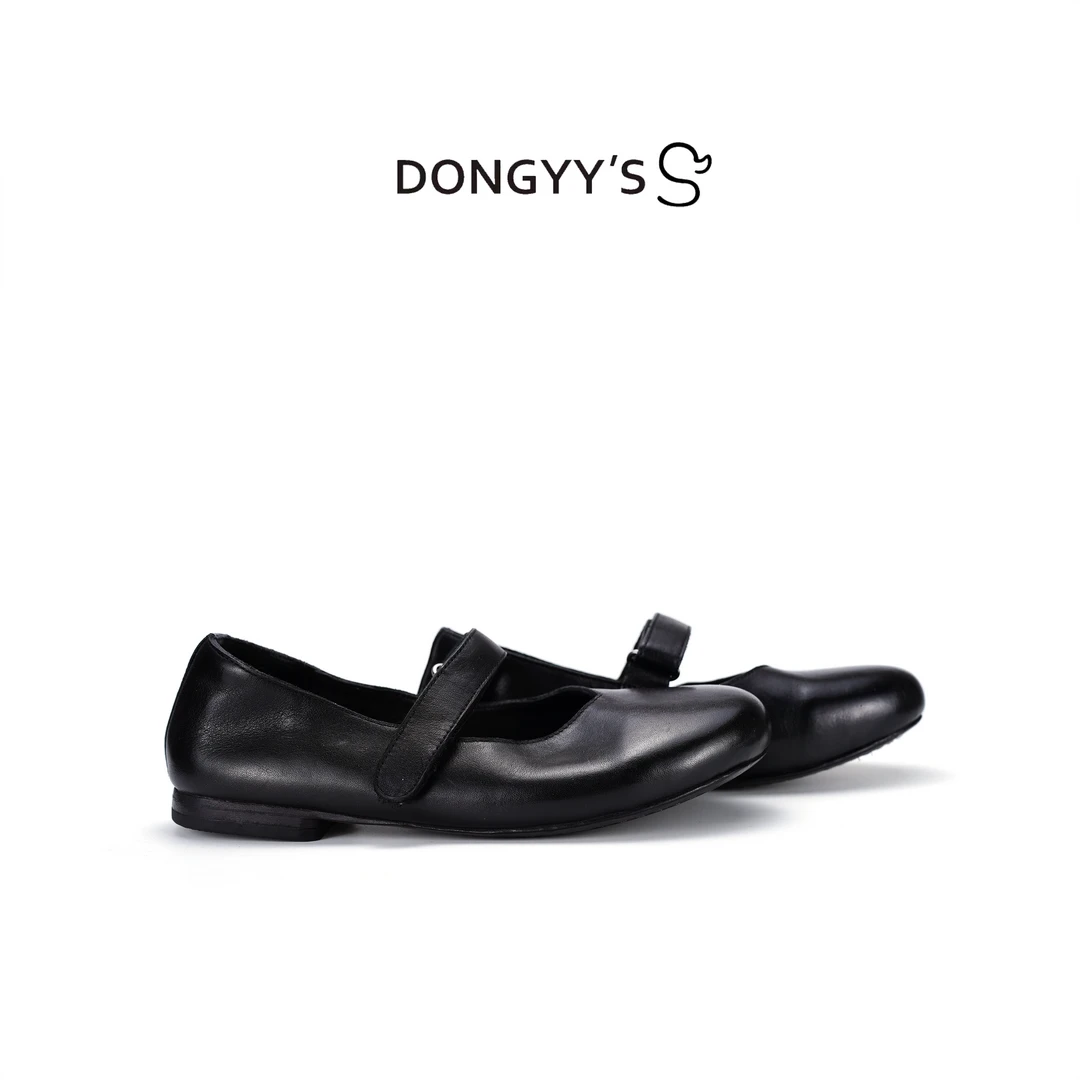 Dongyy's2025年新款水洗马皮玛丽珍气质浅口魔术贴法式一脚蹬单鞋