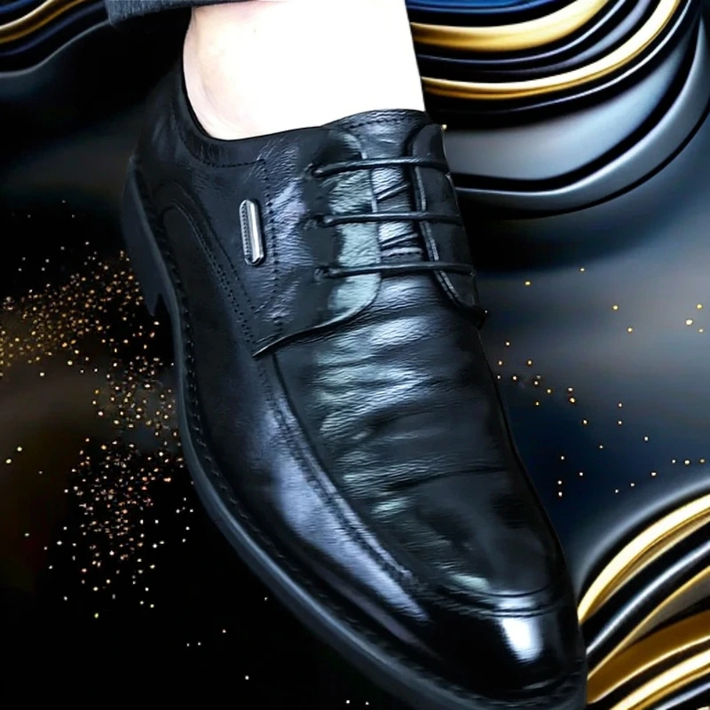 男士高端羊皮商务正装皮鞋舒适透气英伦风时尚潮流干净感痞帅男鞋