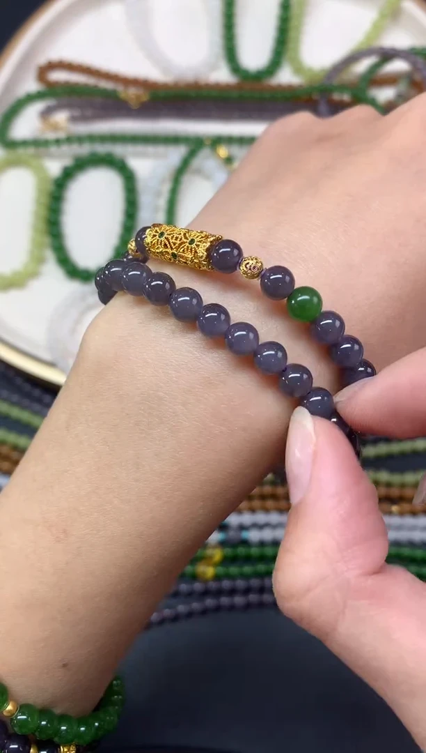 【闪购商品】和田玉手串18K金镶嵌手串A416|1580