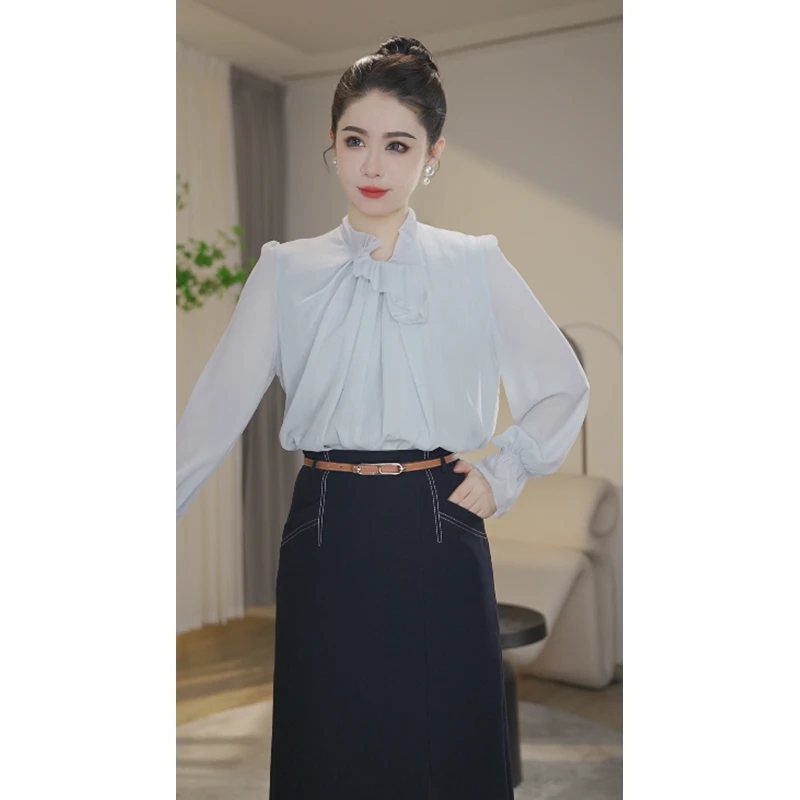 【曼曼甄选】欧若风新春衬衫女长袖2025新款8591537法式气质衬衣