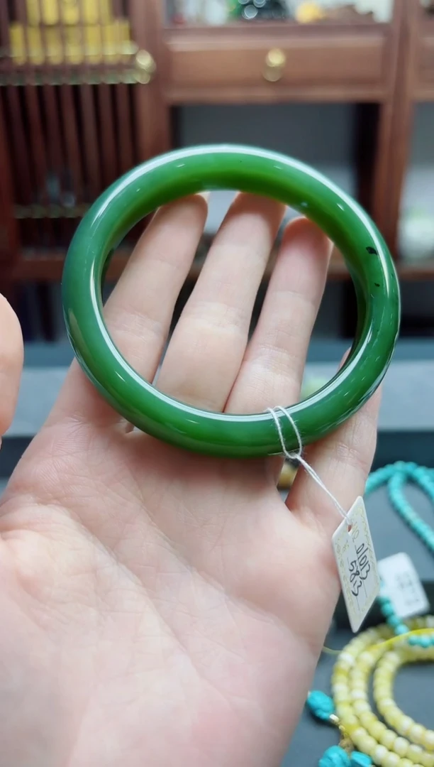 和田玉手镯未镶嵌碧玉手镯58+#XE01013