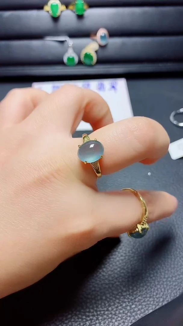 银S925镶嵌戒指翡翠天然翡翠A货s925银镶