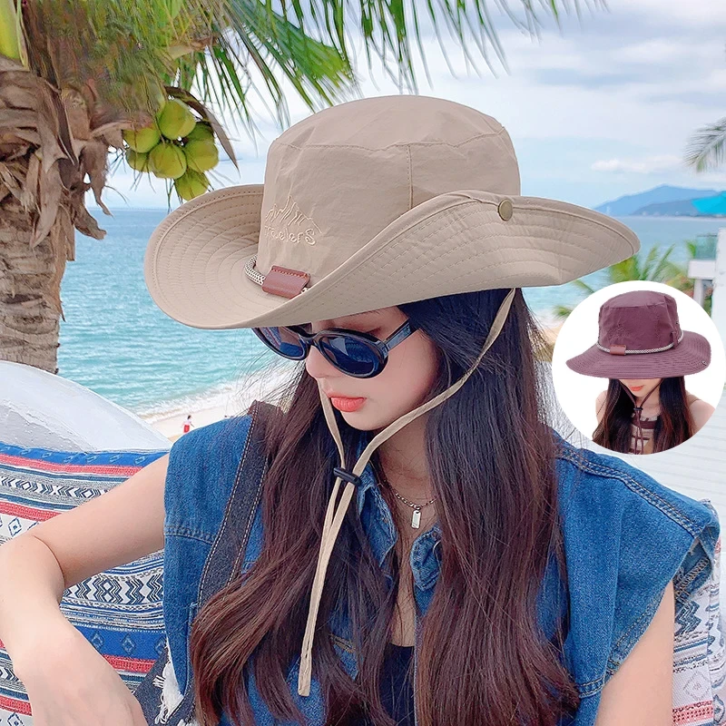 西部牛仔帽夏季户外透气速干渔夫帽男女时尚登山防晒百搭遮阳帽子