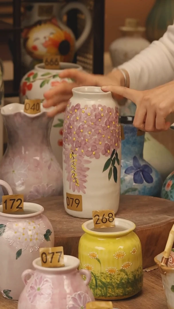 陶瓷景德镇设计师手作花器摆件侘寂风@M079@