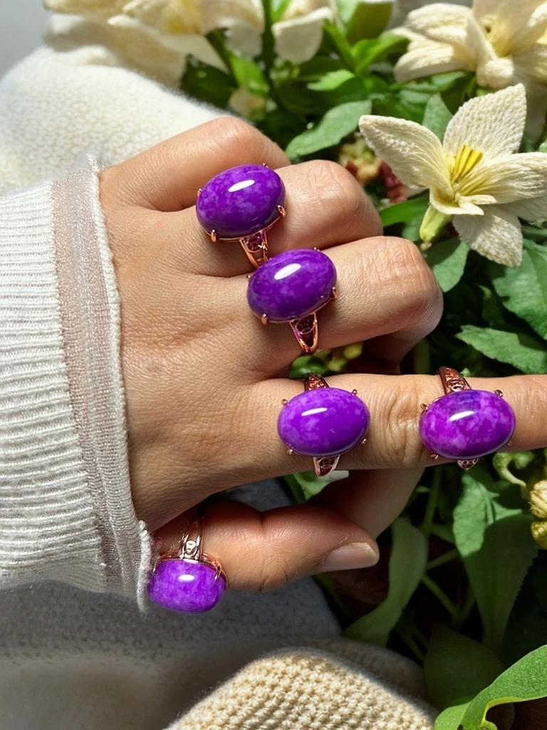 非金属羽毛手链 南非 紫舒紫俱来老料丝绒樱花戒指可调节多样性发