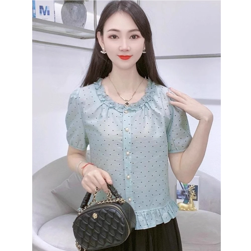 短袖雪纺衫女夏2025新款超火夏装衬衫薄款高级感轻奢减龄爆款上衣