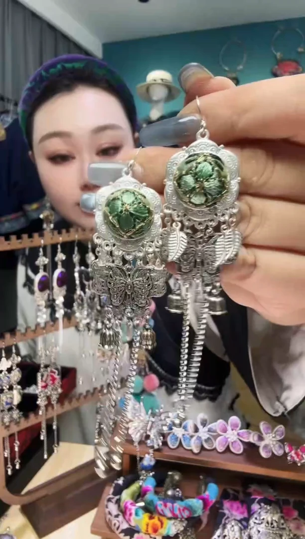 刺绣纯手工民族风刺绣耳环