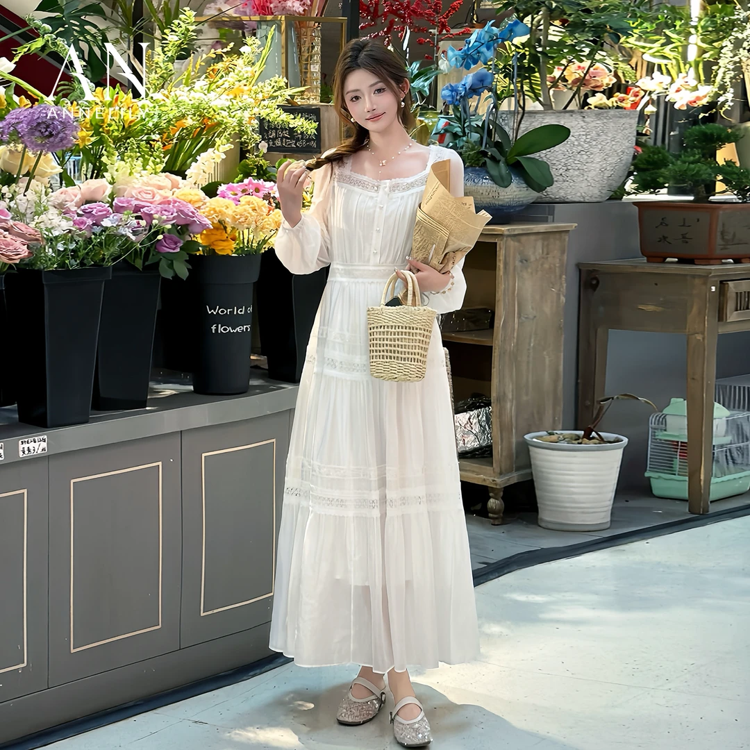 ANNELILY安一凡【白羽-凡】新款时尚气质高定轻奢连衣裙AQ2503122