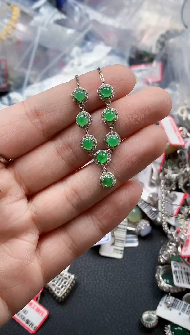 银S925镶嵌戒指翡翠天然A货缅甸翡翠