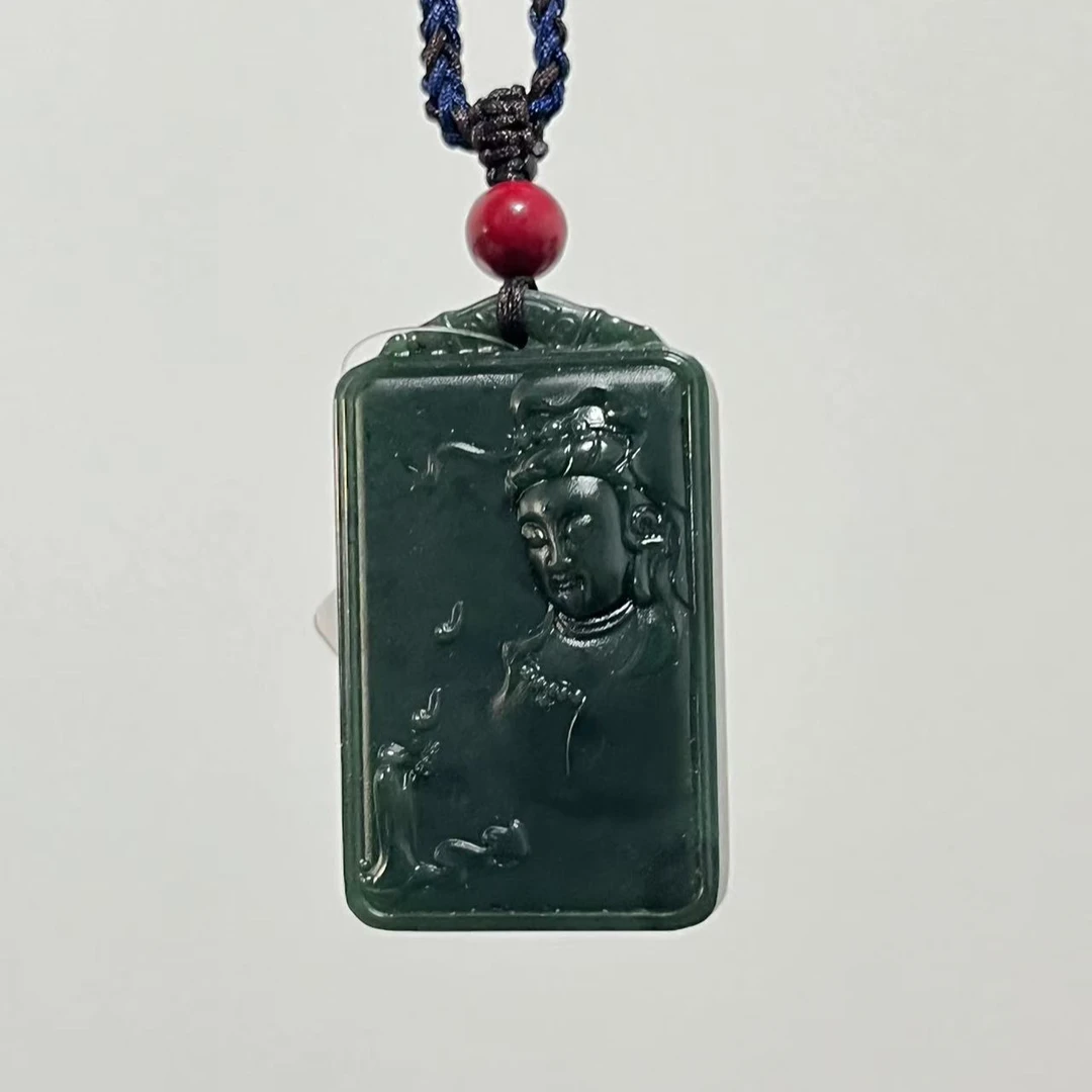 泰山玉修行吊坠手工编织