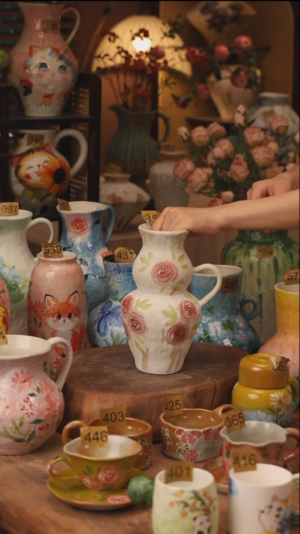 陶瓷景德镇设计师手作花器摆件侘寂风353