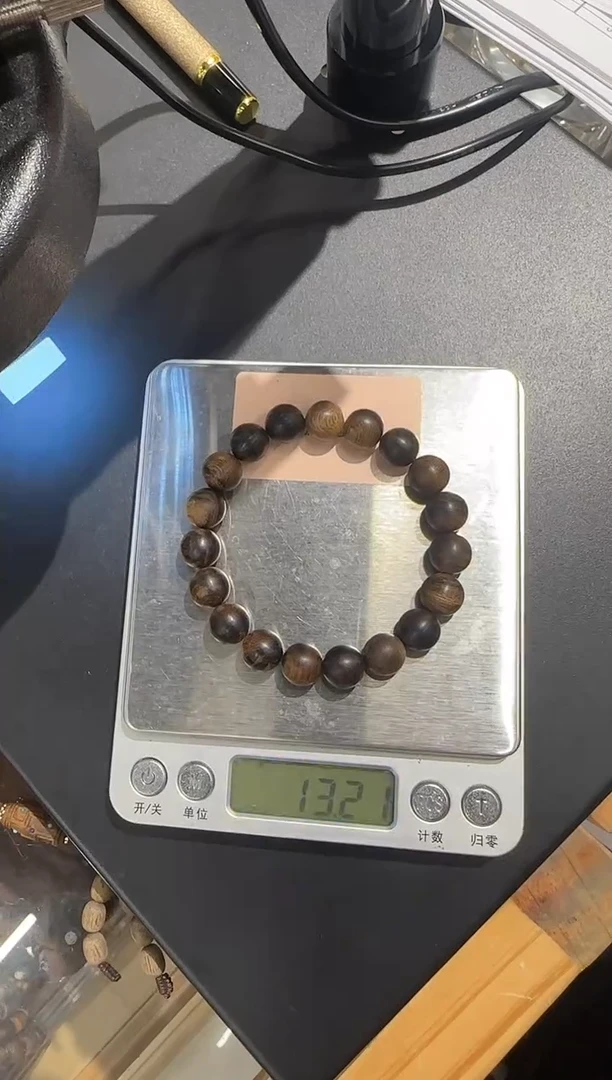 沉香手串l*婷达拉干虎斑纹沉香单圈手串 10mm左右