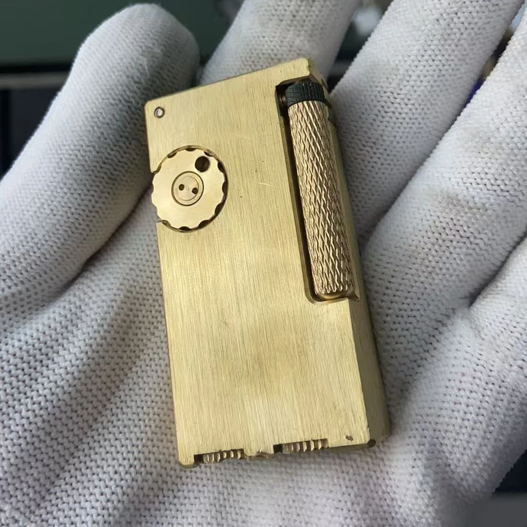黄铜新款侧滑点火短款煤油打火机高密封窄机侧滑轮经典双仓待机王