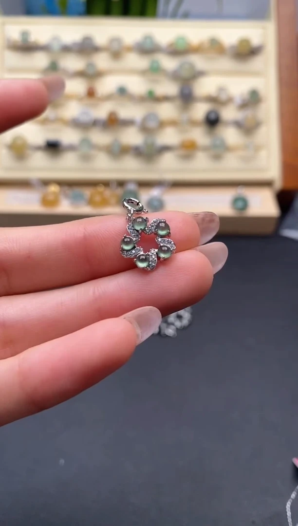 翡翠戒指银S925镶嵌3333333+4