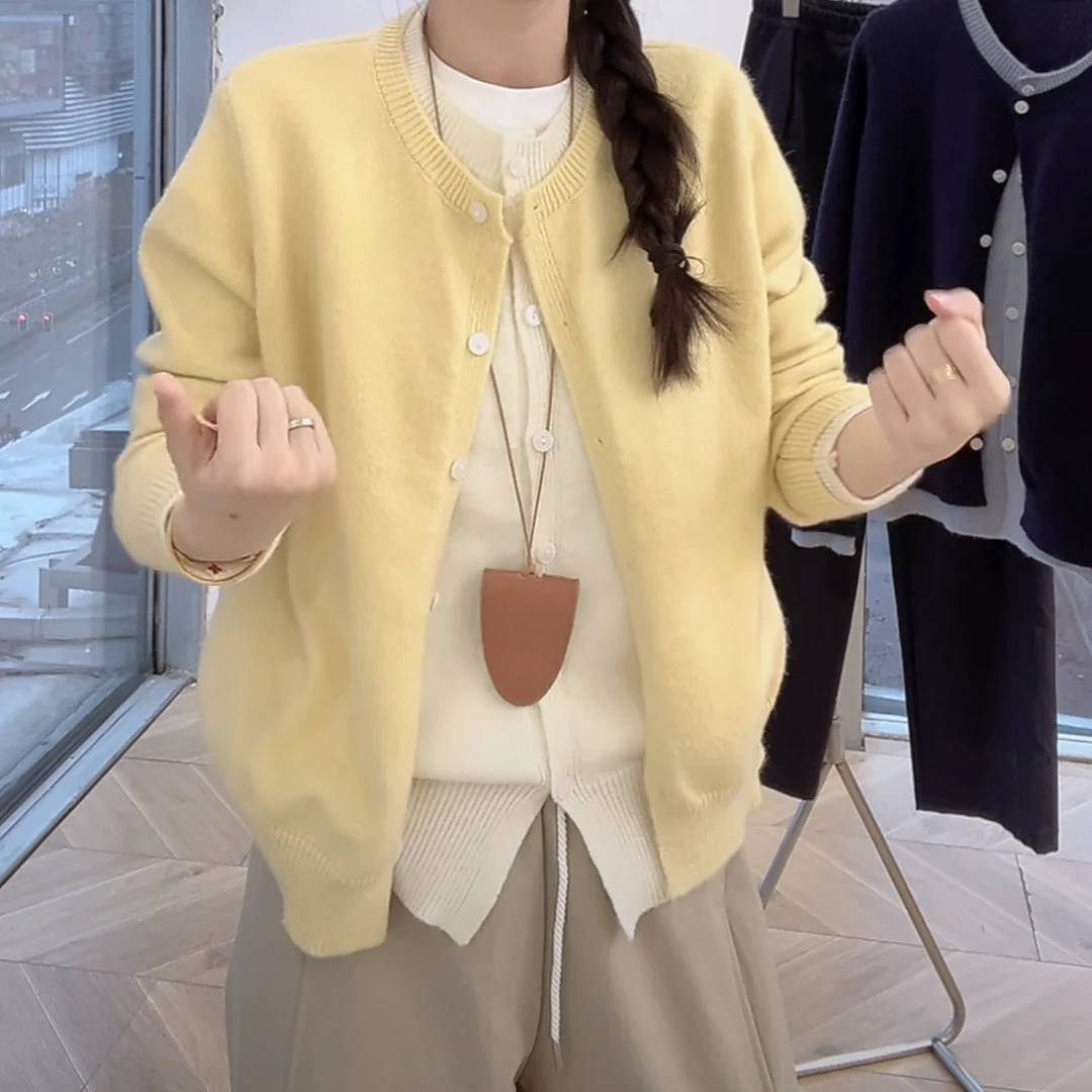 设计感撞色假两件针织开衫女2025春季新款韩版显瘦长袖毛衣小衫