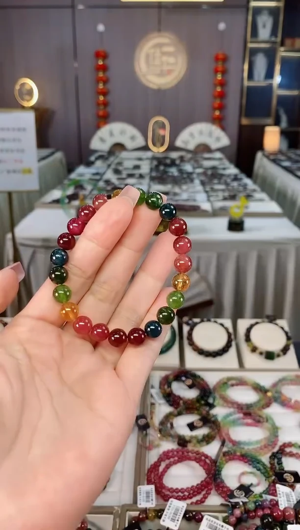 未镶嵌收藏级老矿碧玺单圈手串8mm+碧玺hon多样性发货一条