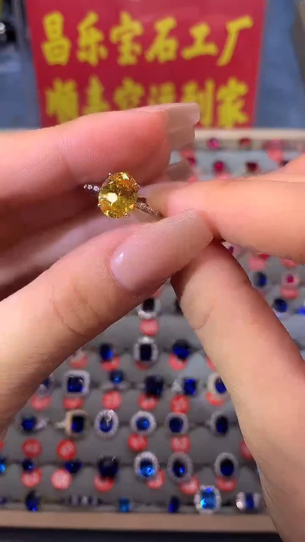 【闪购商品】黄晶戒指银S925镶嵌11111