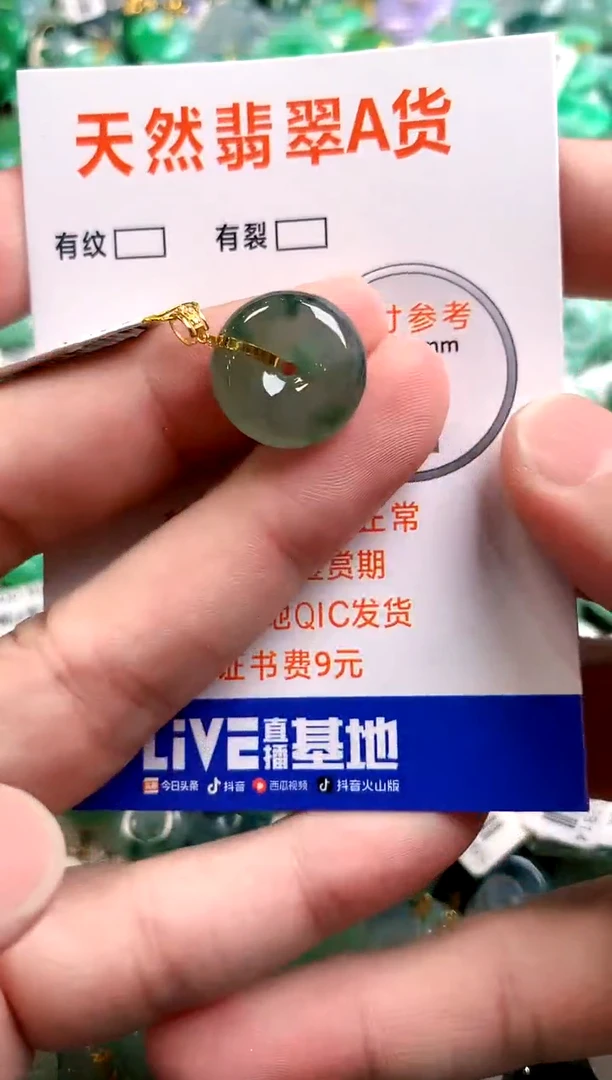 颈饰18K金镶嵌翡翠0734789839