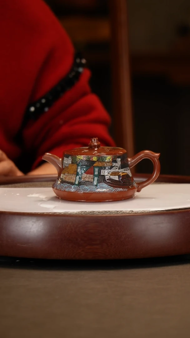 【闪购商品】紫砂茶壶【曹秀芬】龙山朱砂 柱础 200cc