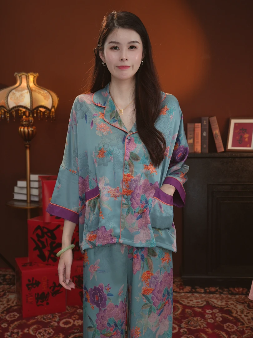 【橙橙专属】睡衣套装可外穿气质时尚女士休闲小翻领家居服BYR