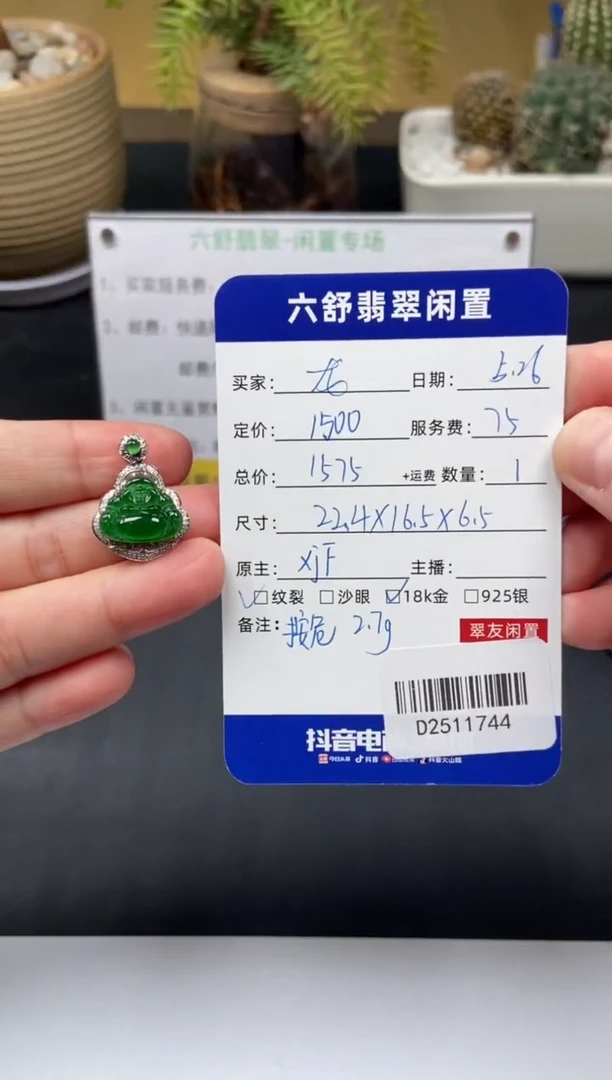 翡翠18K金镶嵌颈饰D2511744