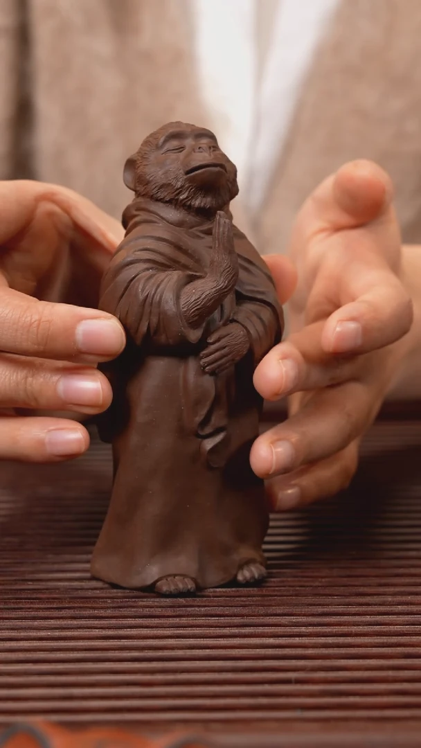 【闪购商品】紫砂茶宠一心向佛精品猴