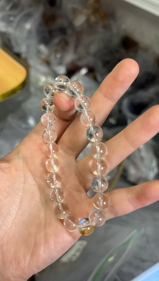 水晶手链未镶嵌闪灵转阿赛水晶圆珠手串9M[2487]