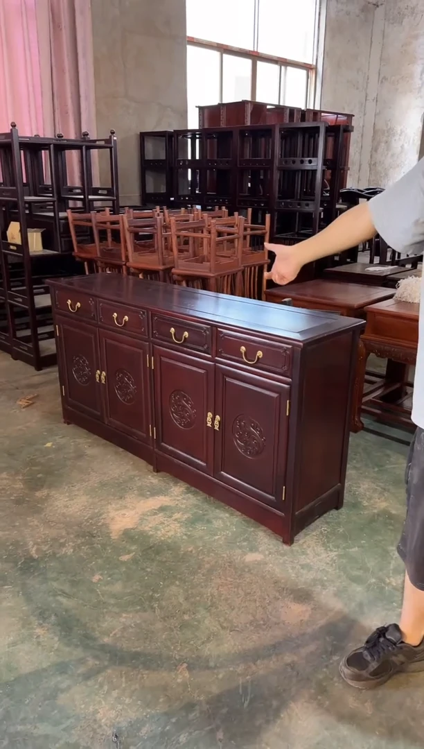 黑酸枝木类成套家具1.6四门四抽餐边柜