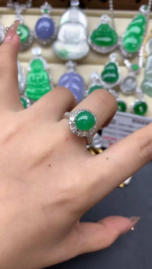 翡翠戒指18K金镶嵌442-中国好珍宝