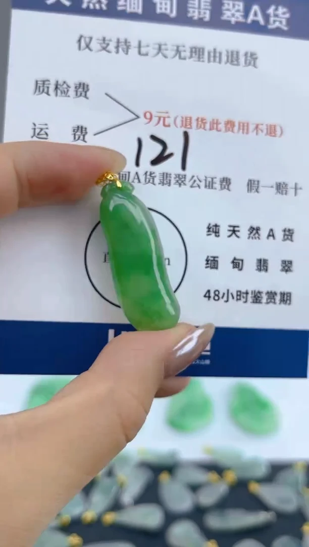 颈饰18K金镶嵌翡翠天然A货翡翠
