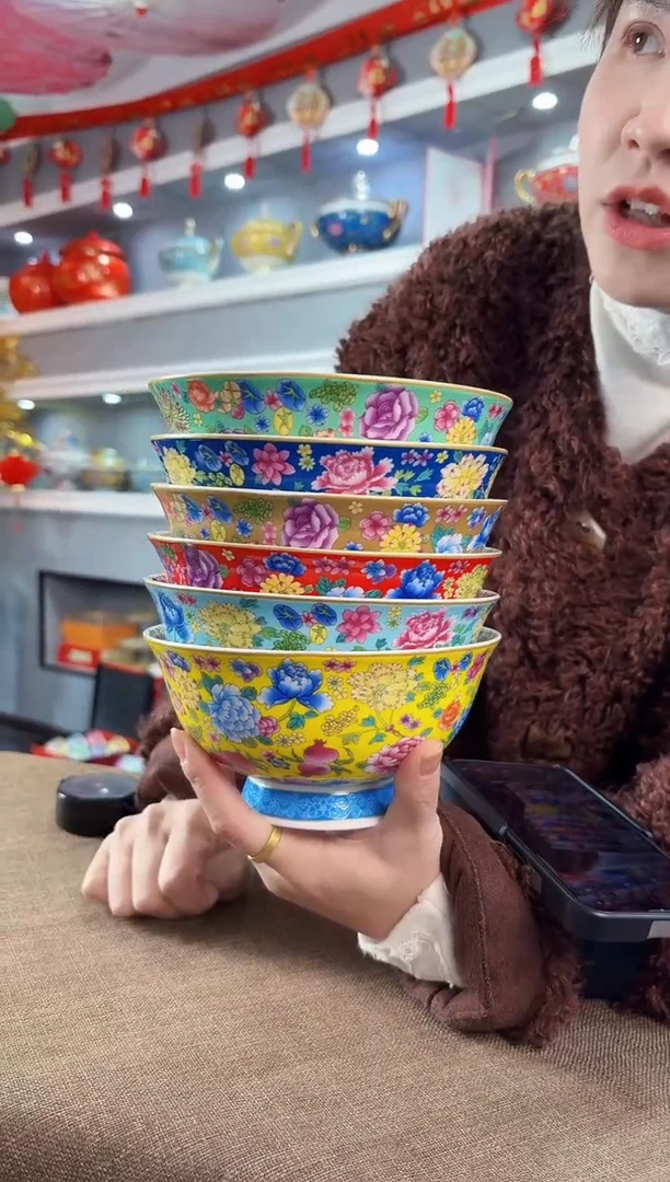 珐琅 6英寸面碗6个景德镇陶瓷