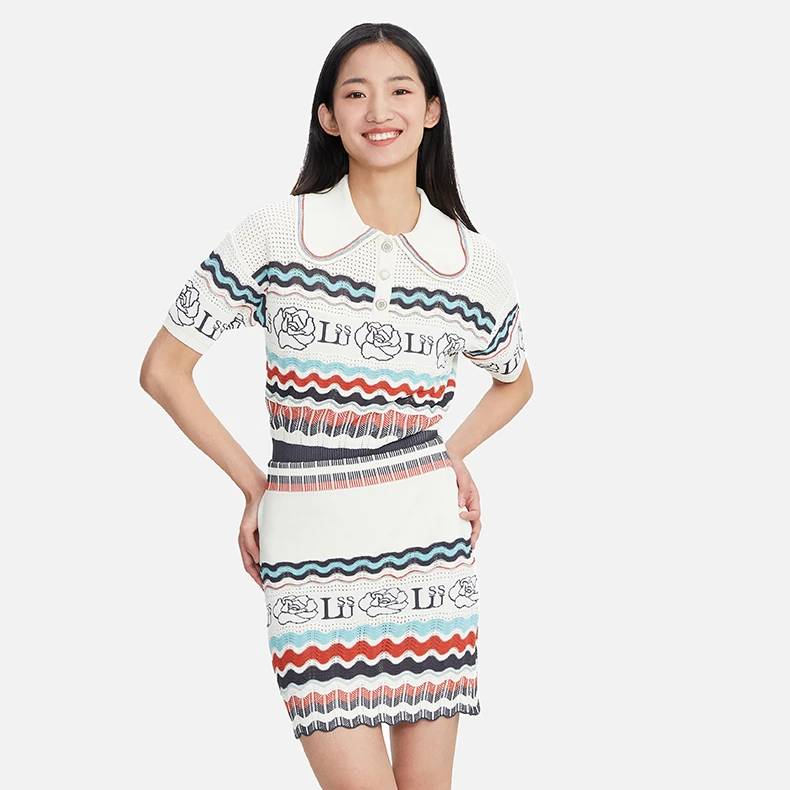 【蜜思仝粉丝专享】lulusmile夏季新款翻领短袖针织套头衫