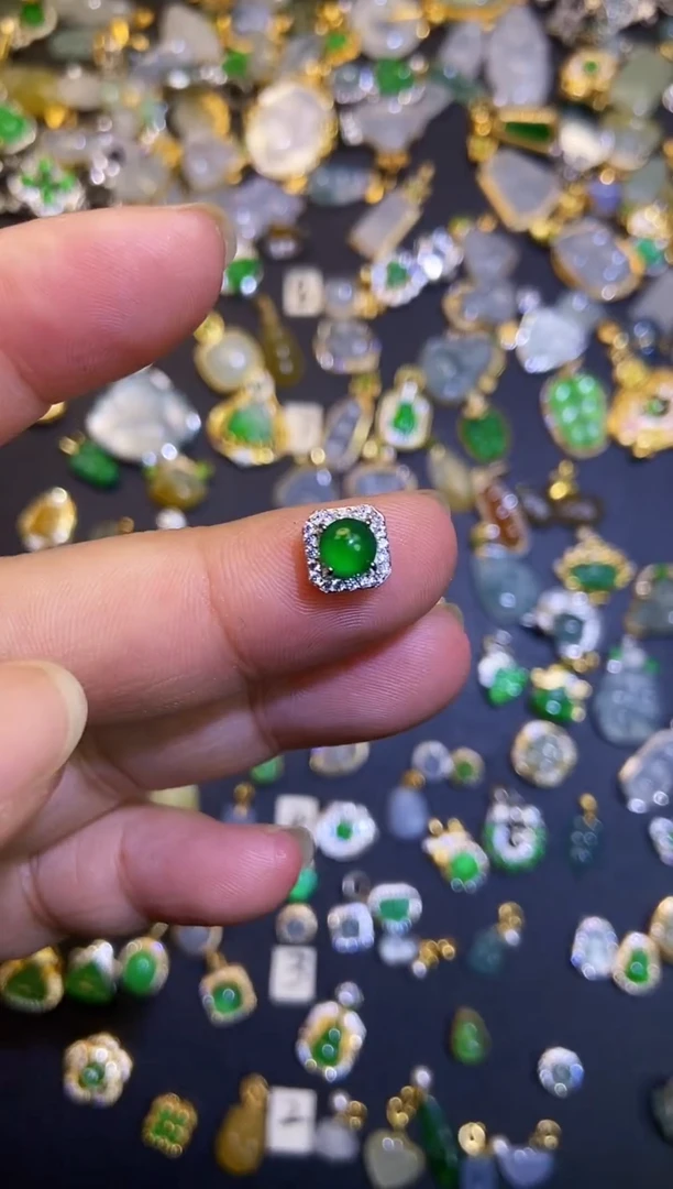 翡翠银S925镶嵌吊坠(不含链)1