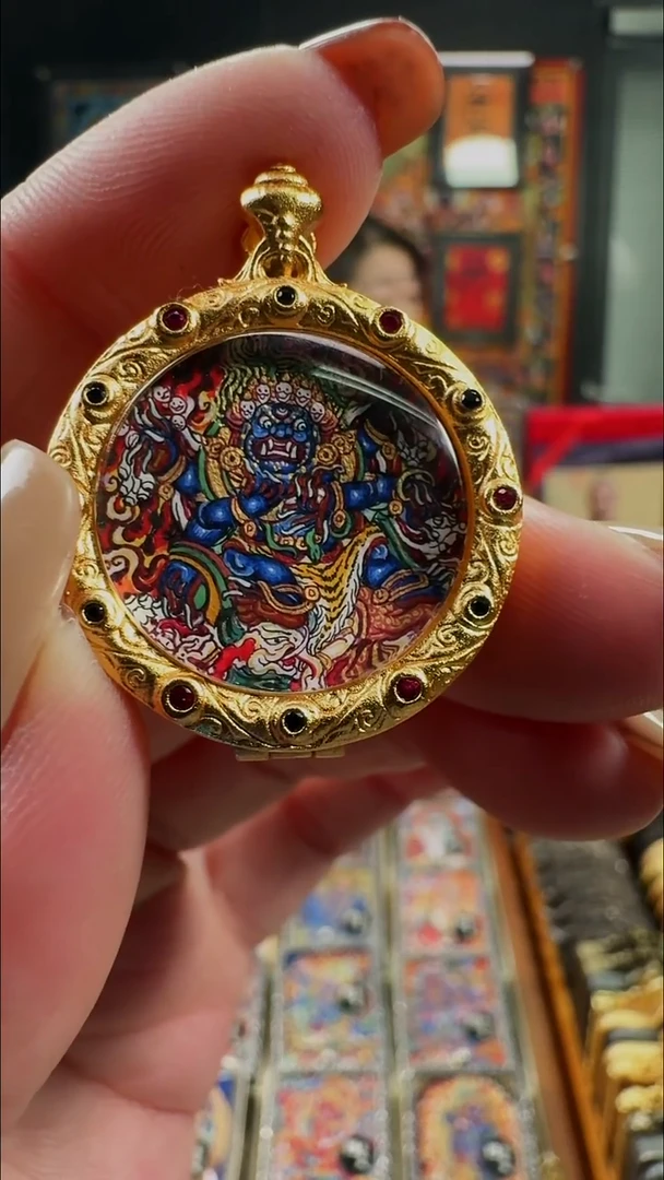 吊坠 壹善缘城手绘唐卡2.0银壳双面