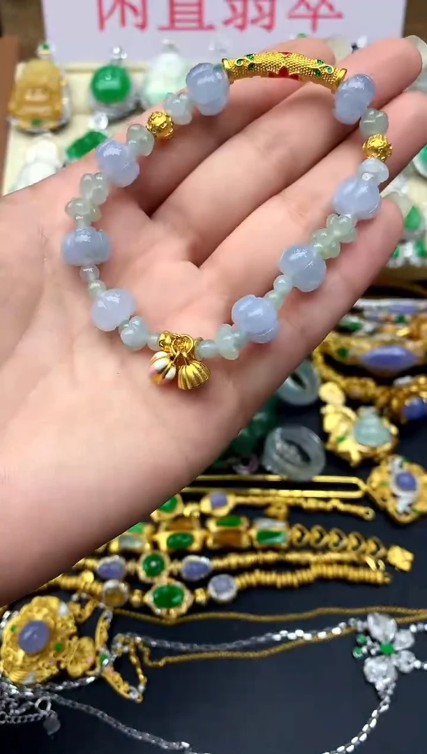 足金镶嵌手串翡翠246 -中国好珍宝
