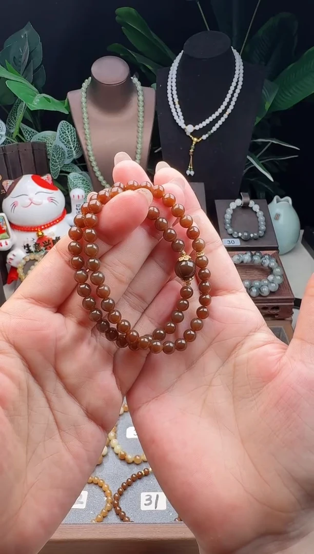 未镶嵌手链和田玉精品6m新疆且末糖玉双圈手串